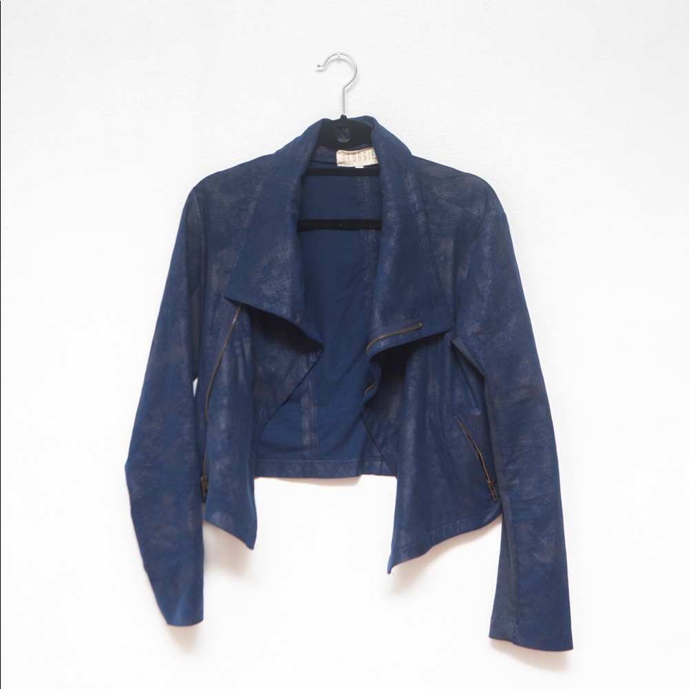Georgie Navy Faux Suede Jacket